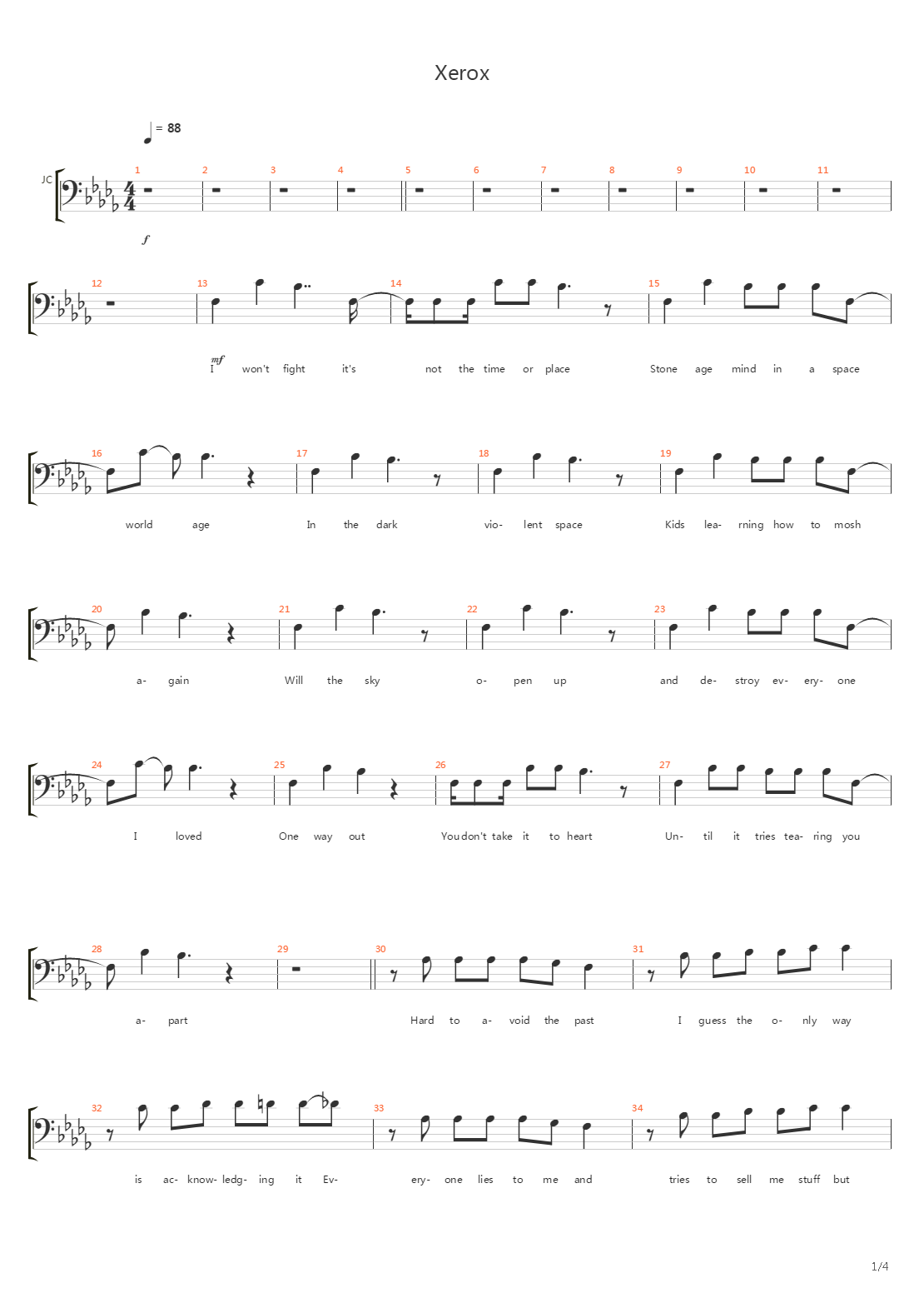 Xerox吉他谱