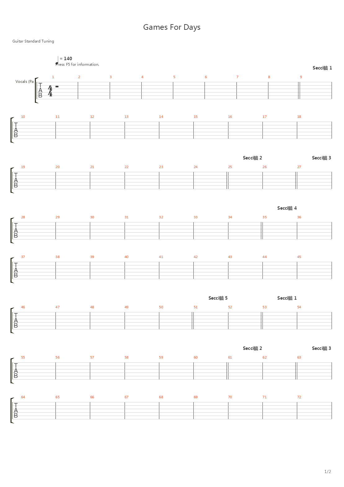 Games For Days吉他谱