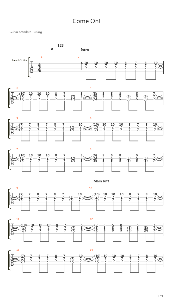 Come On吉他谱