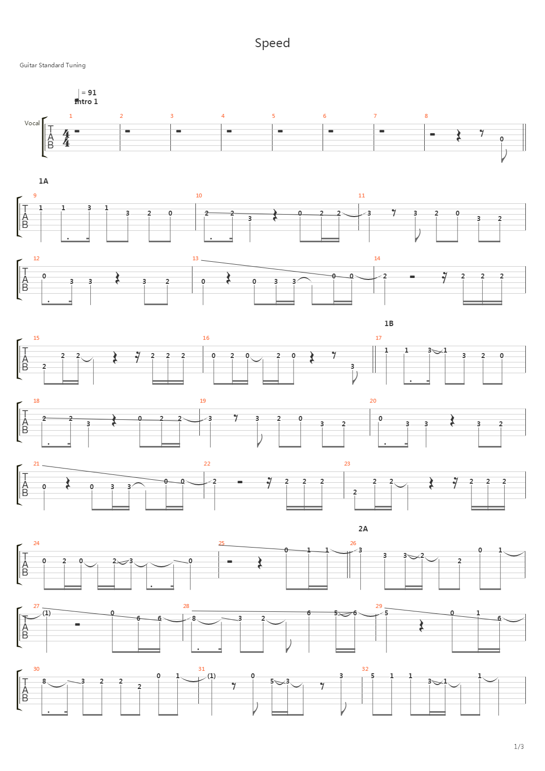 Speed吉他谱