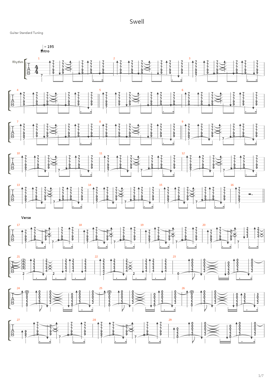 Swell吉他谱