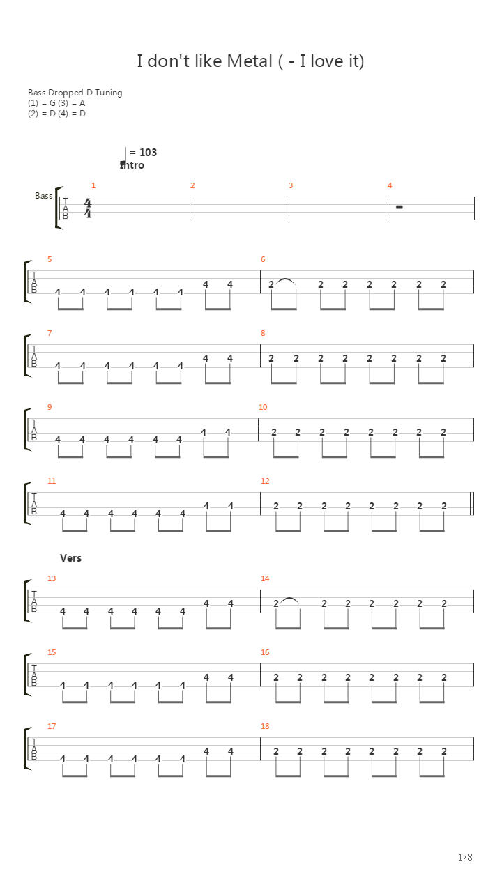 I Dont Like Metal吉他谱