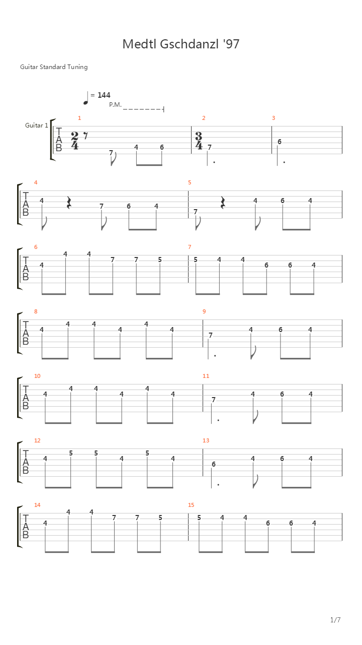 Medtl Gschdanzl吉他谱