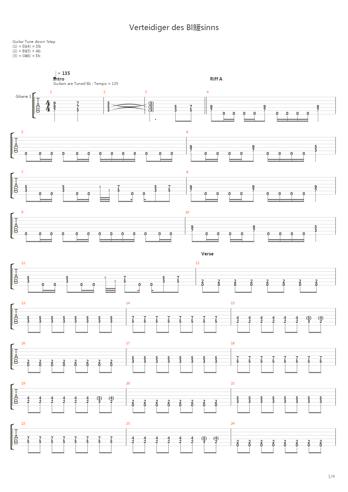 Verteidiger Des Bldsinns吉他谱