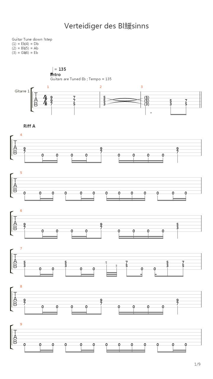 Verteidiger Des Bldsinns吉他谱