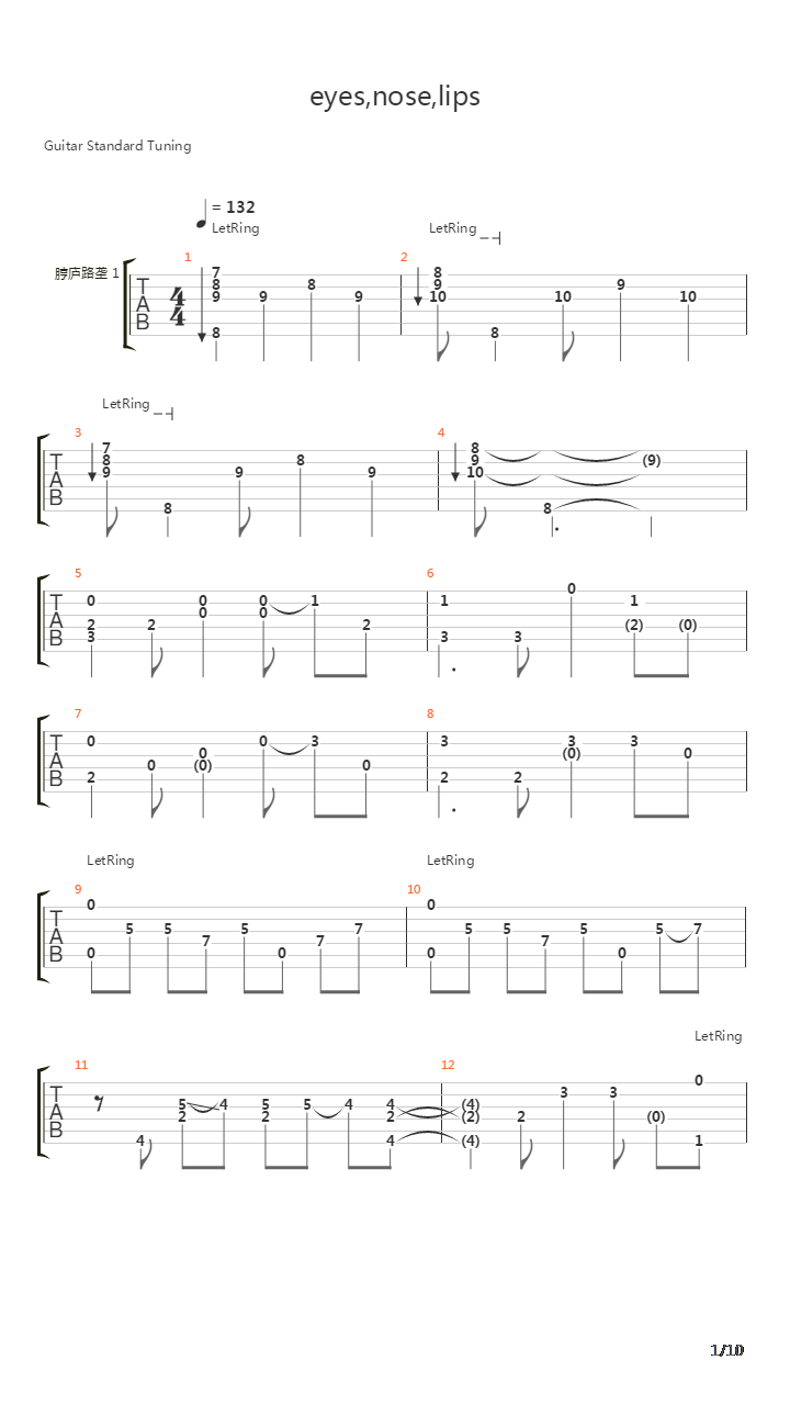 Eyes,Nose,Lips吉他谱
