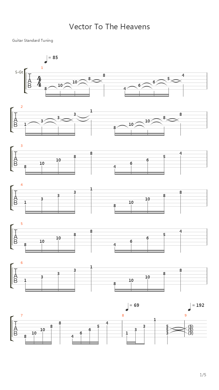 Vector To The Heavens吉他谱