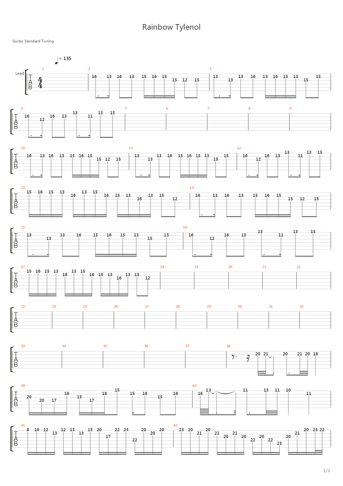 Rainbow Tylenol吉他谱