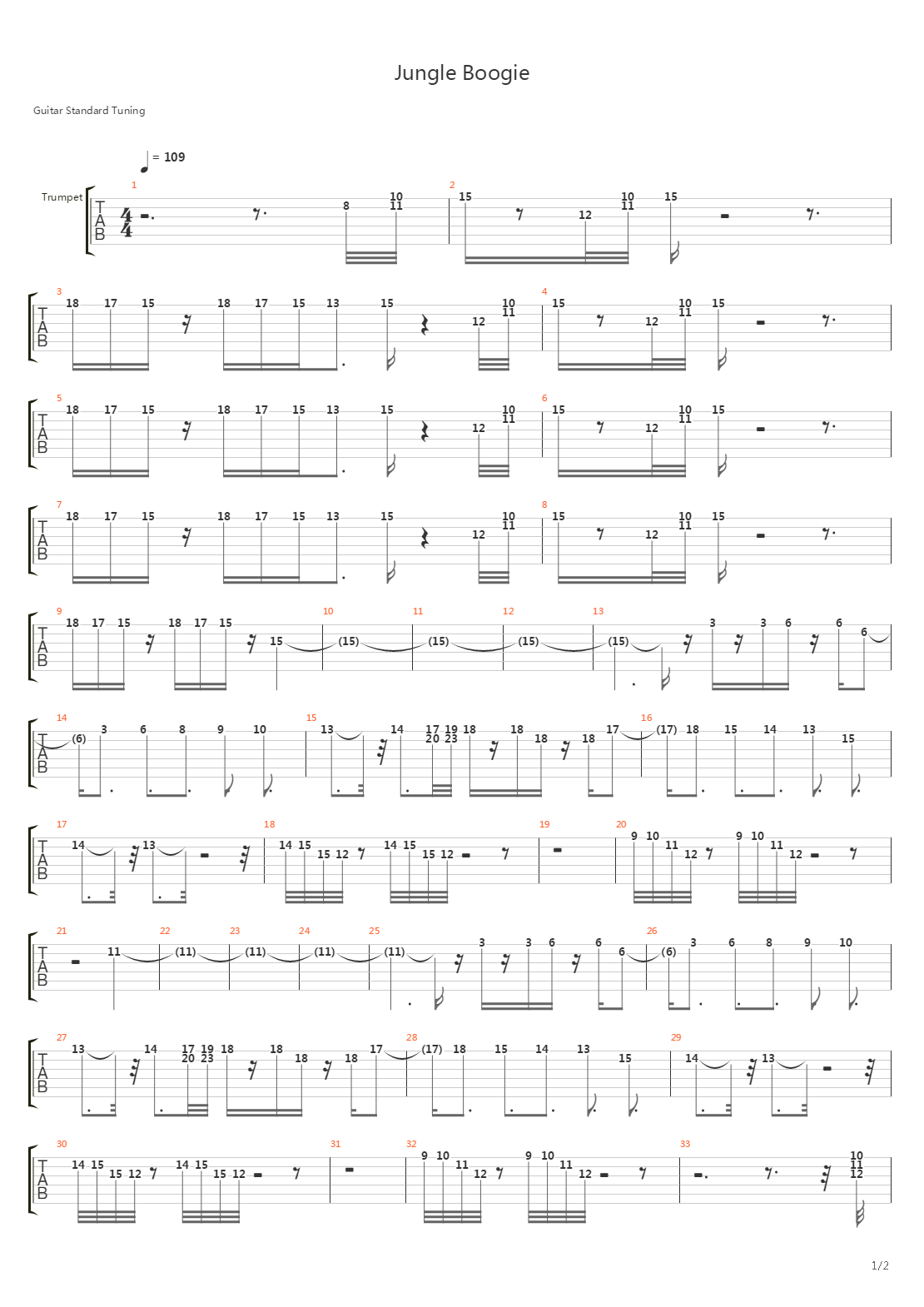 Jungle Boogie吉他谱