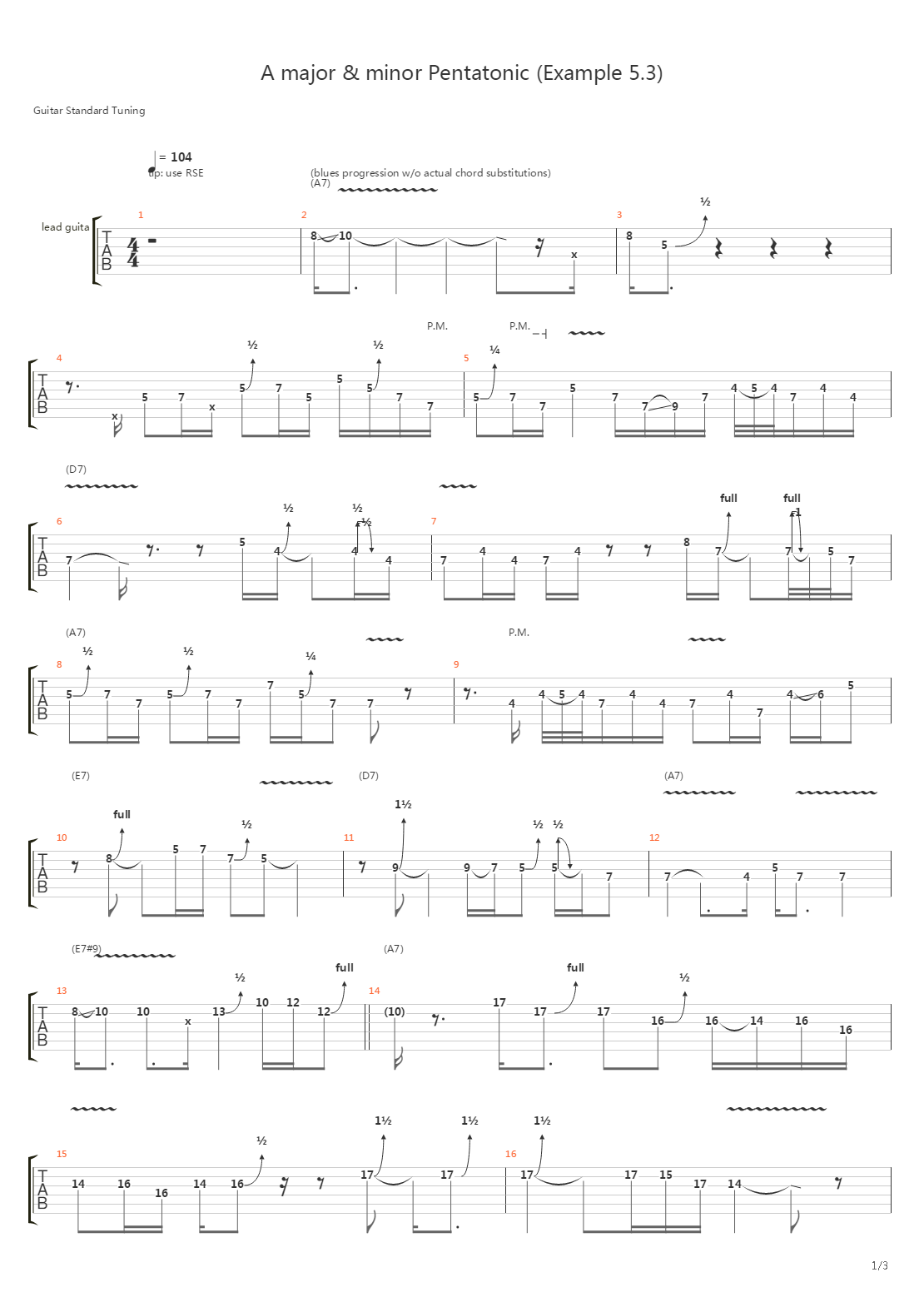 Lesson Guitar - Guthrie Govan - A Major Minor Pentatonic Demo Solo Example 53吉他谱