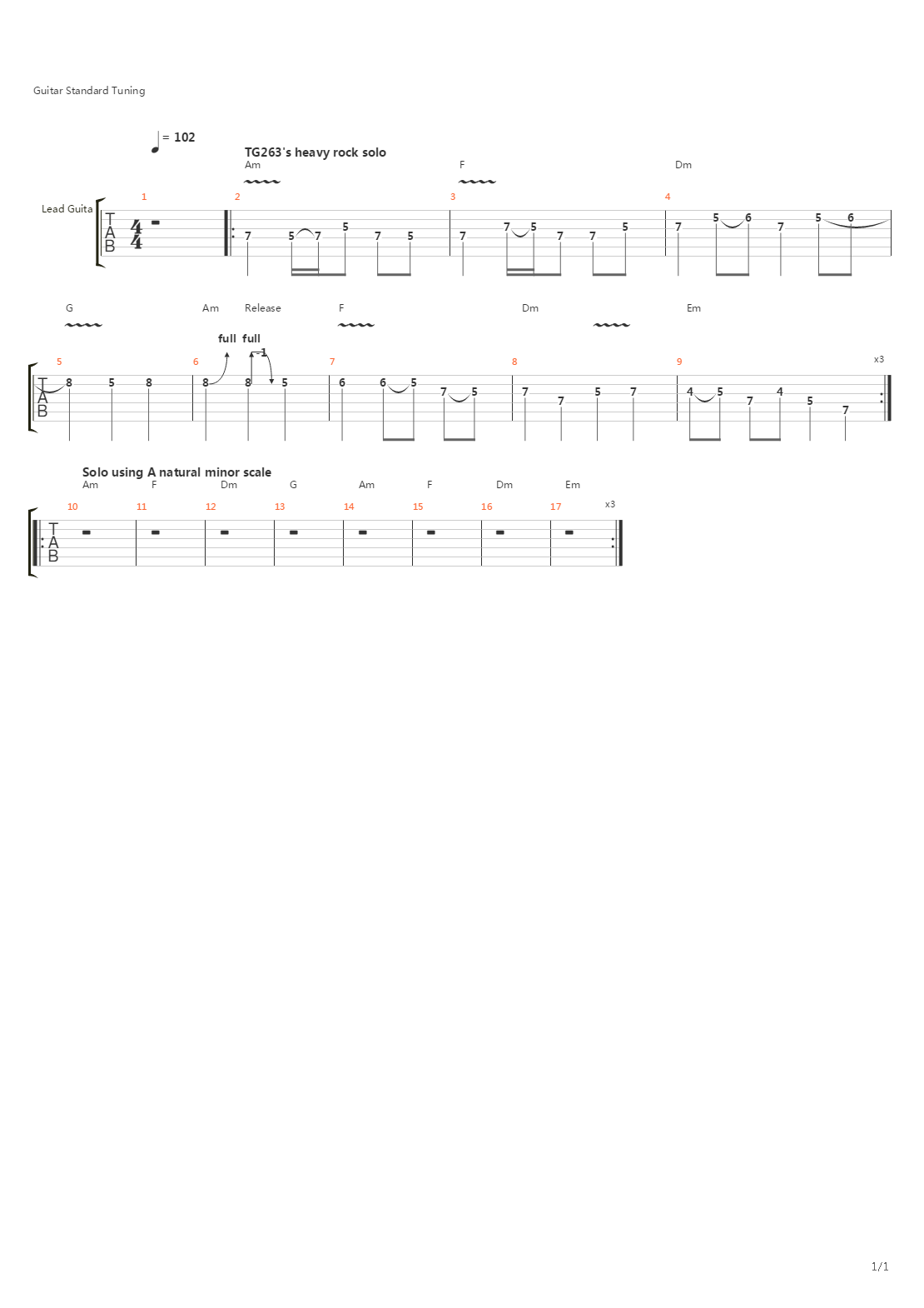 Lesson Guitar - Heavy Rock Solo吉他谱