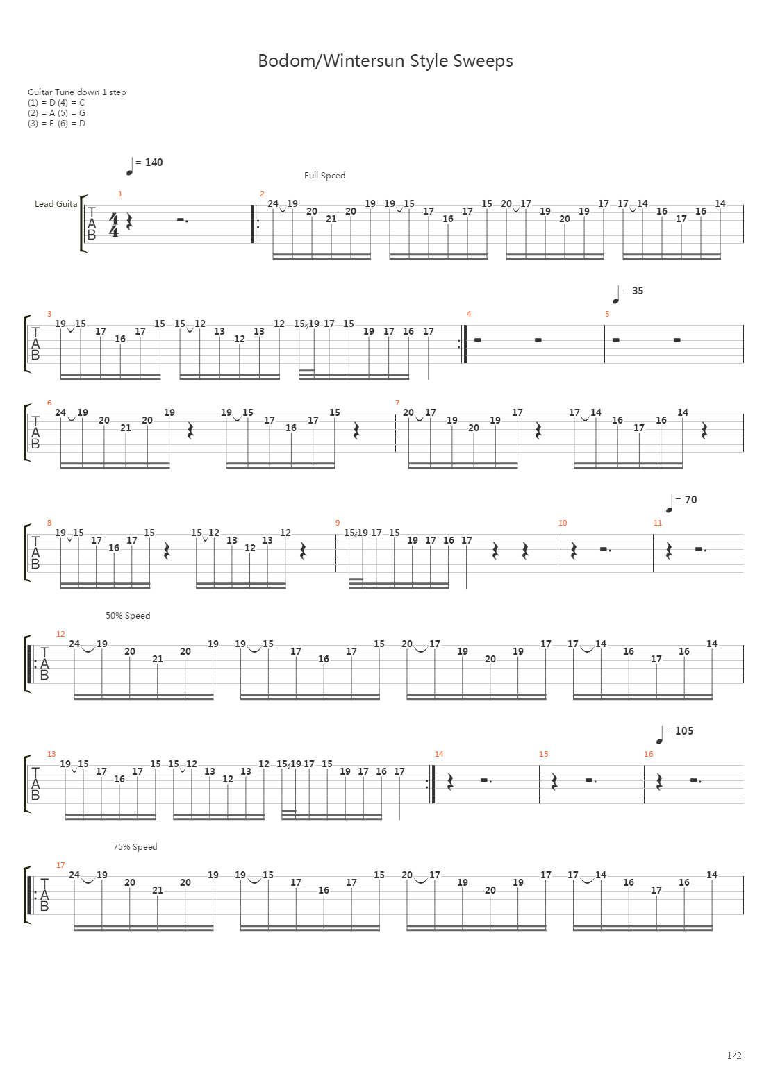 Lesson Guitar - Sweep Picking(扫拨) - 3 String Neo-Classical Sweeps吉他谱