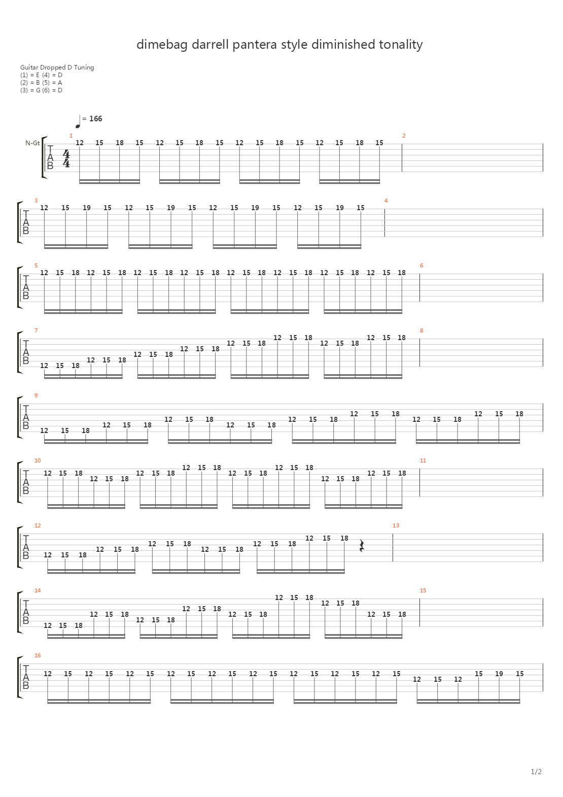 Lesson Guitar - 金属 - Dimebag Darrell Pantera Style Diminished Tonality吉他谱