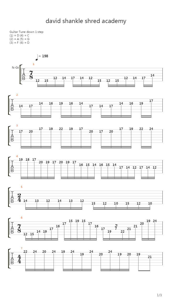 Lesson Guitar - 速弹练习 - David Shankle Shred Academy Shred Lick吉他谱