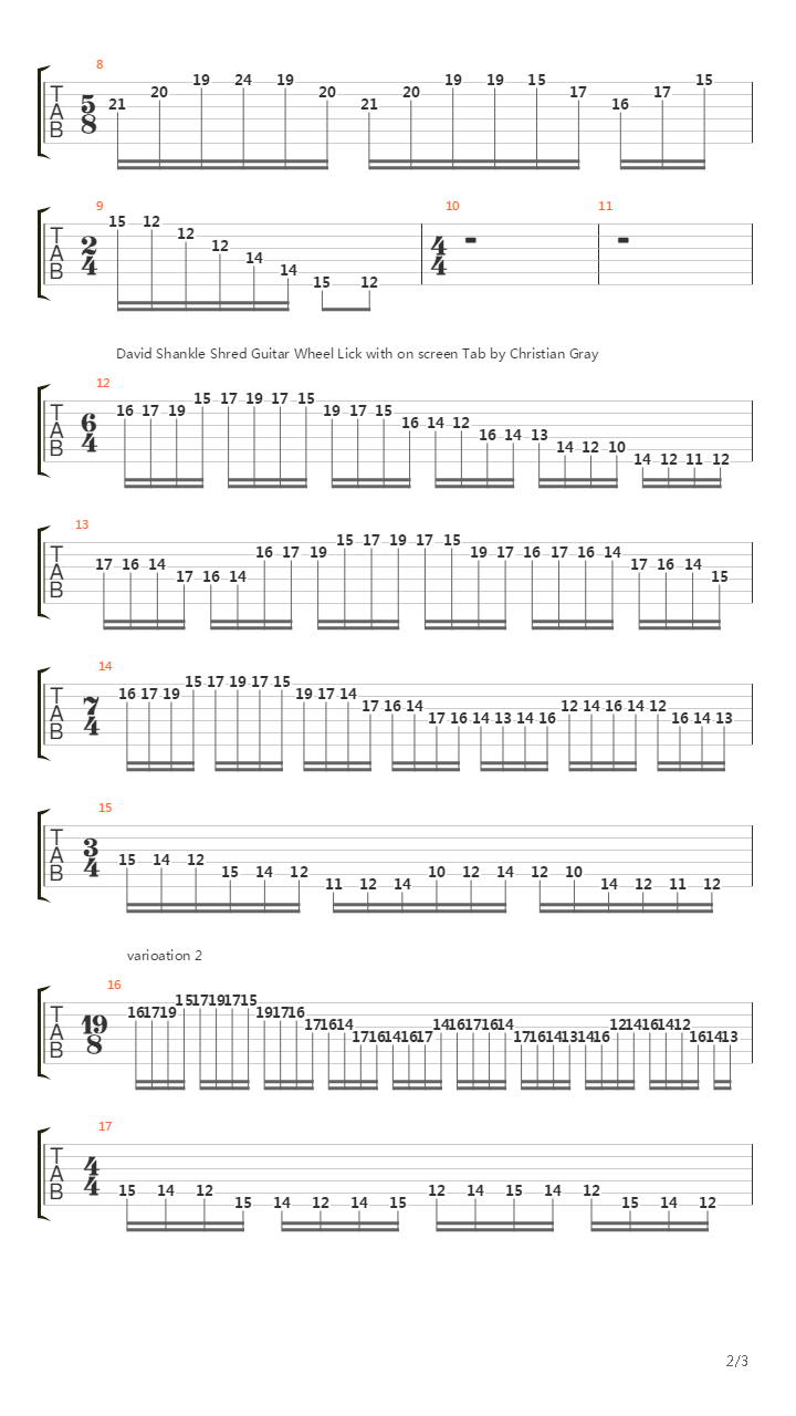 Lesson Guitar - 速弹练习 - David Shankle Shred Academy Shred Lick吉他谱