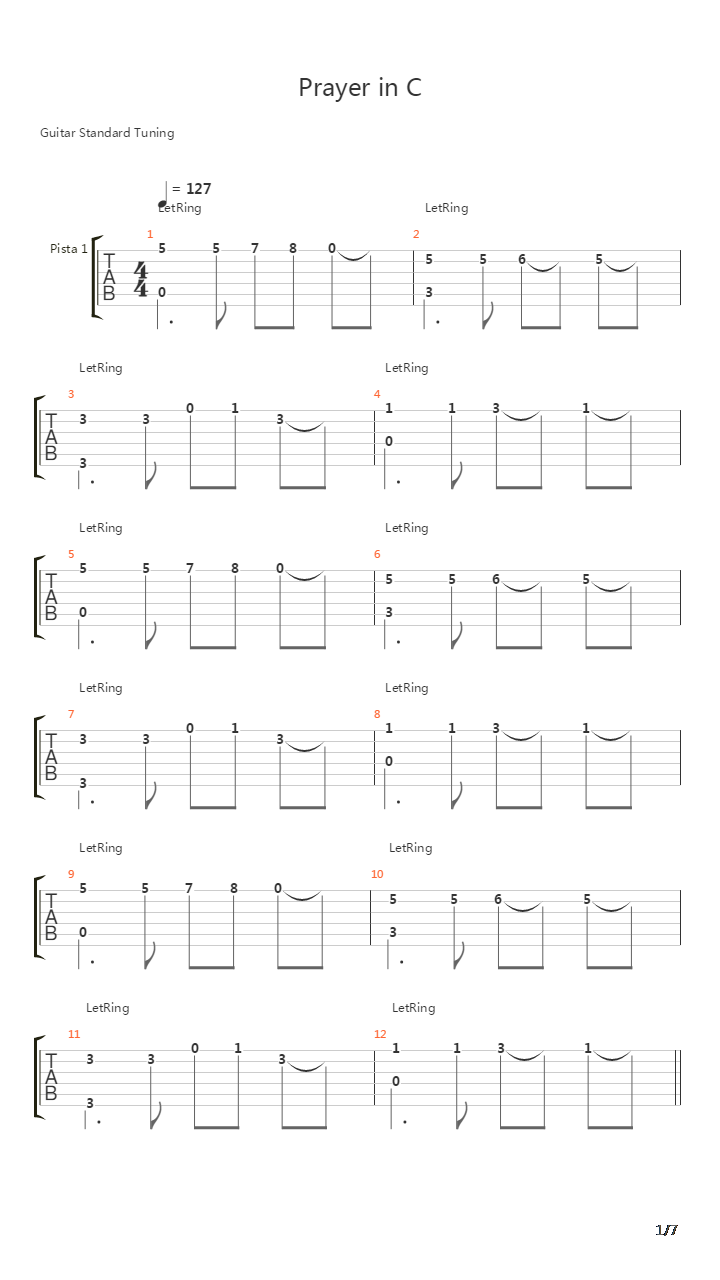 Prayer In C吉他谱