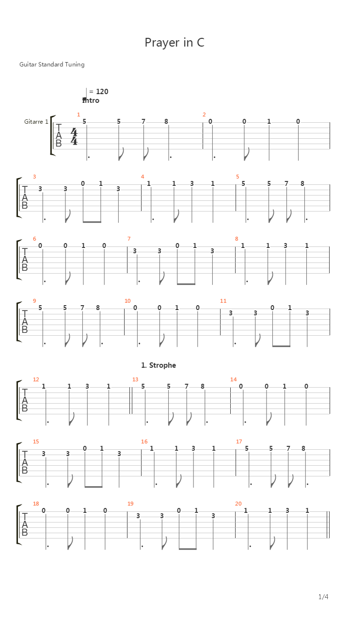 Prayer In C(Robin Schulz)吉他谱