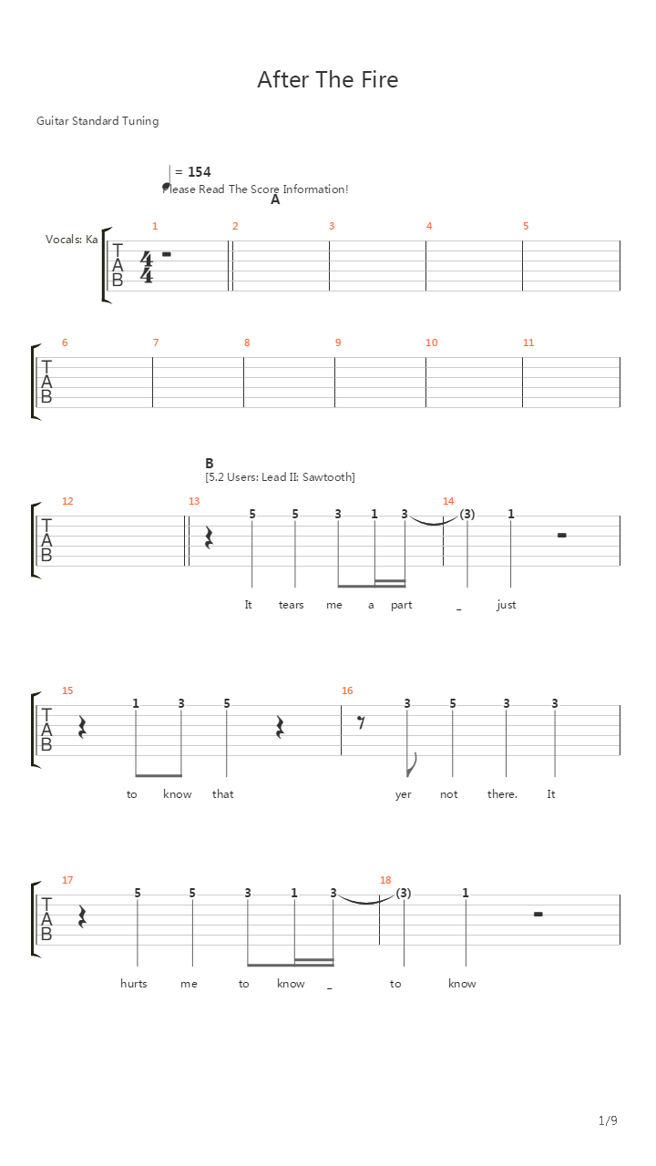 After The Fire吉他谱