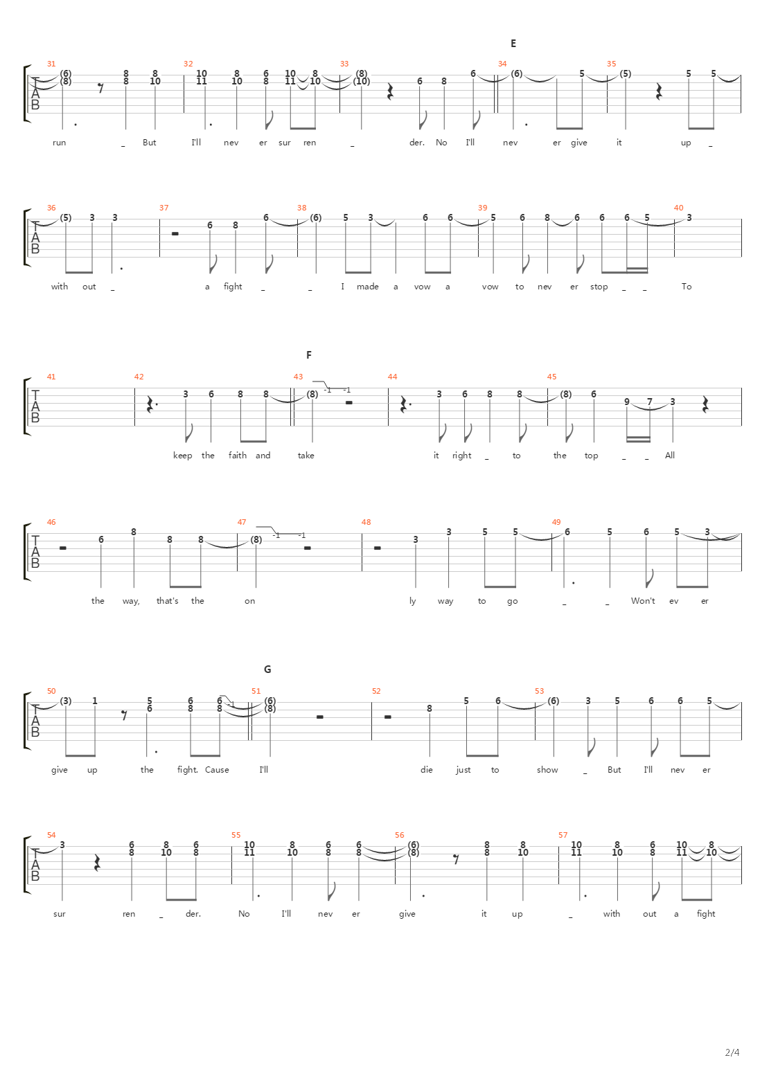 Never Surrender吉他谱