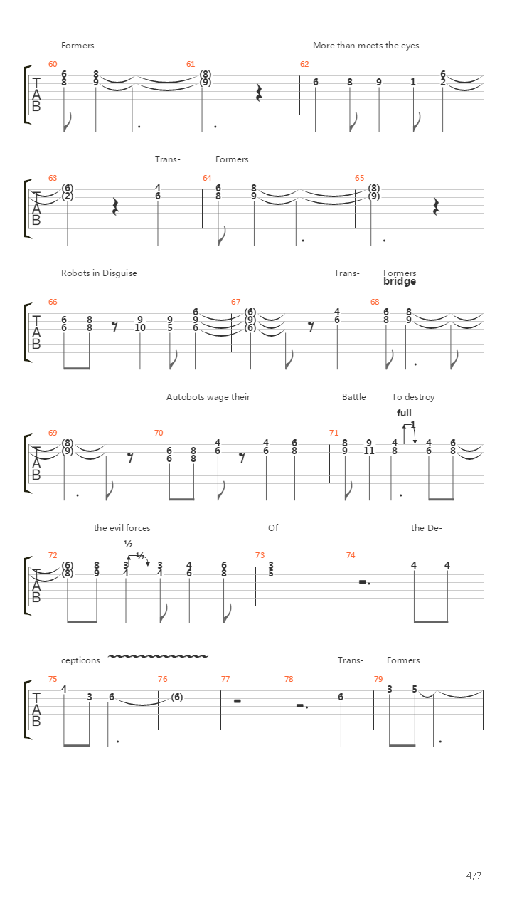 The Transformers Theme吉他谱