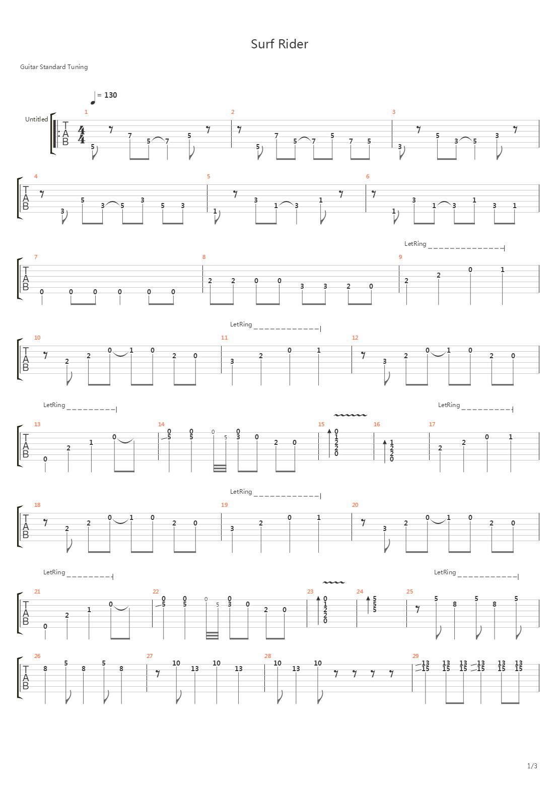 Surf Rider吉他谱
