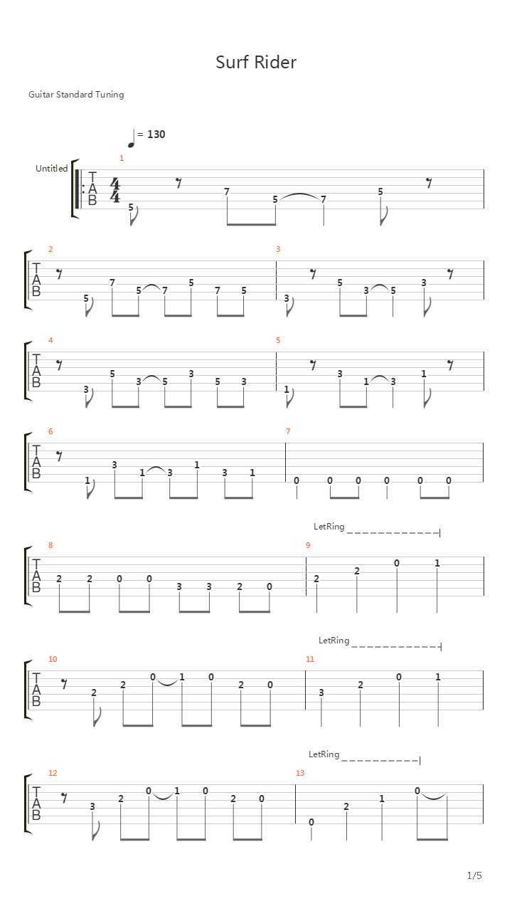 Surf Rider吉他谱