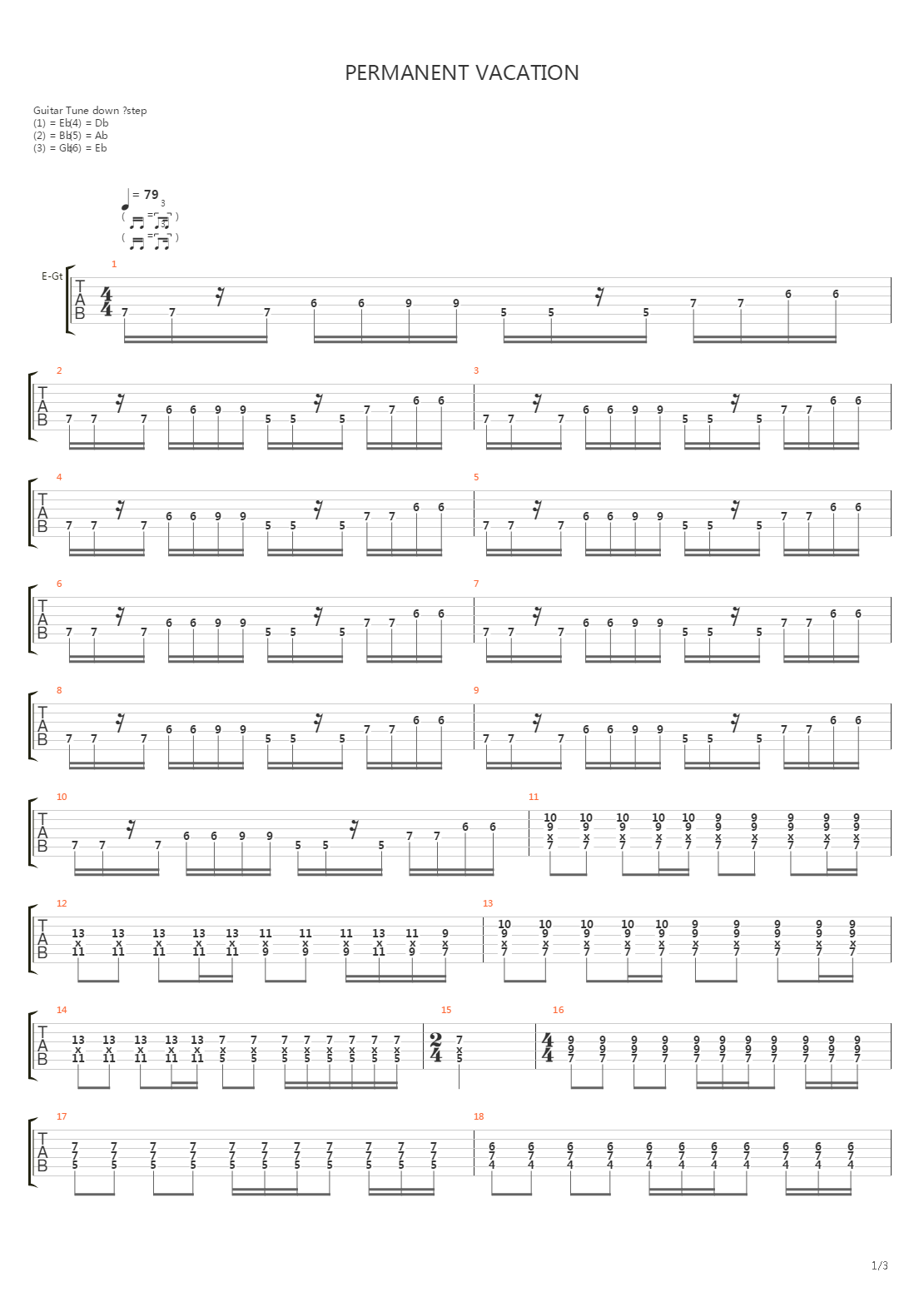 Permanent Vacation吉他谱