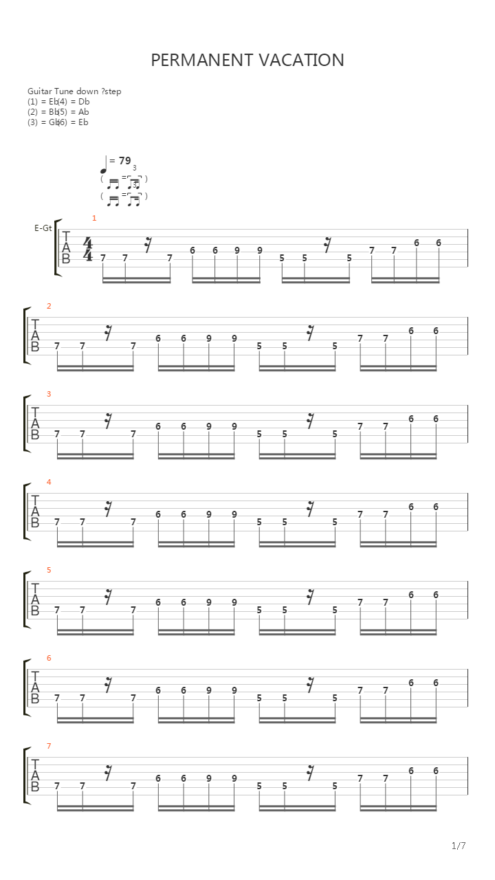 Permanent Vacation吉他谱