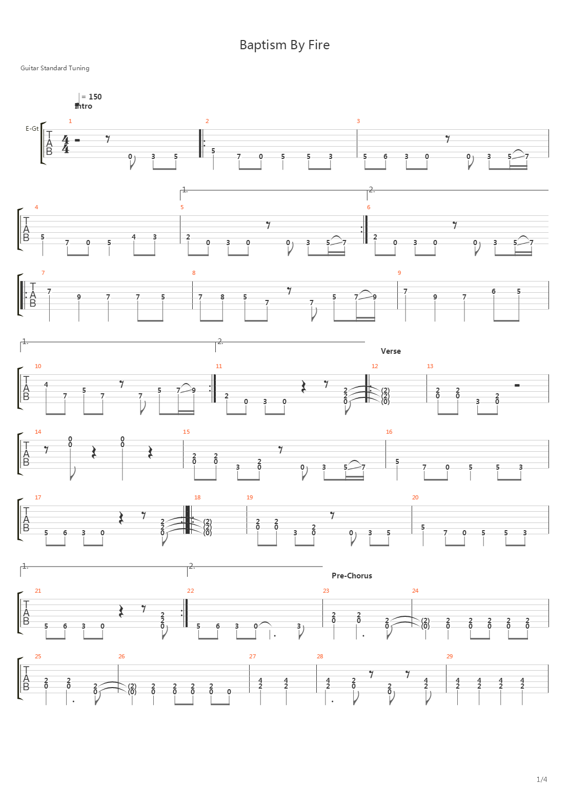 Baptism By Fire吉他谱