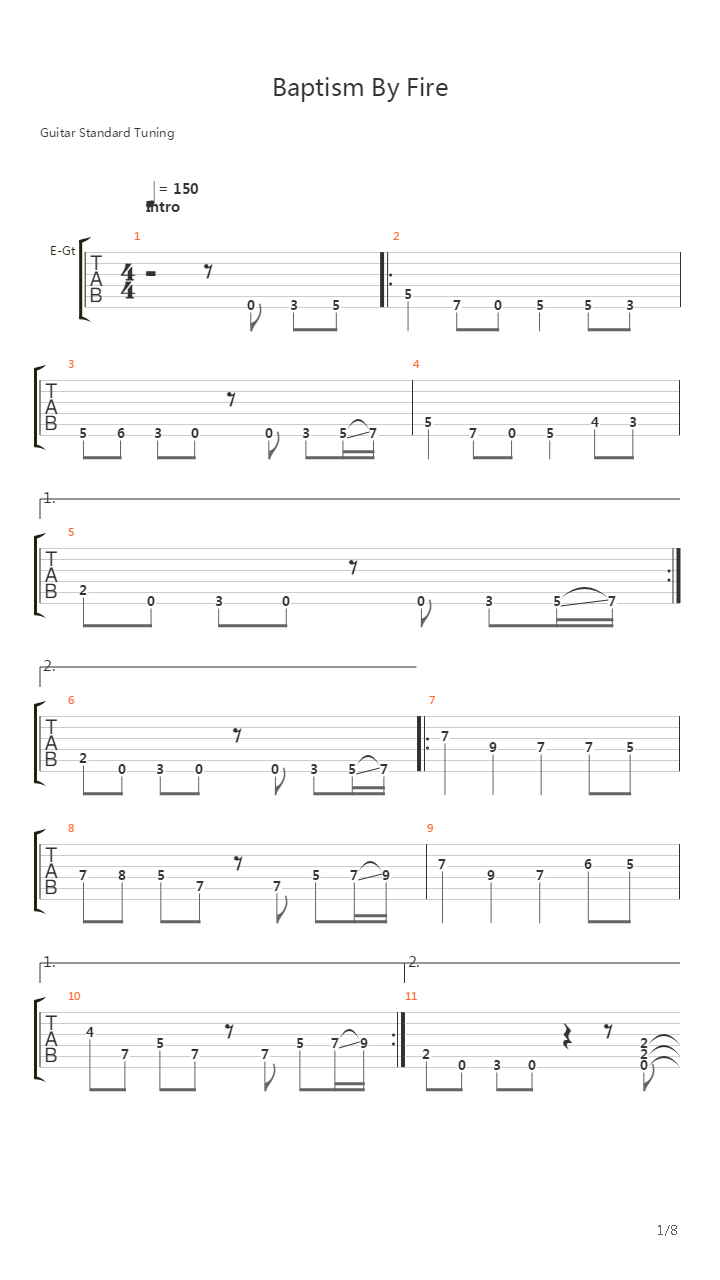 Baptism By Fire吉他谱