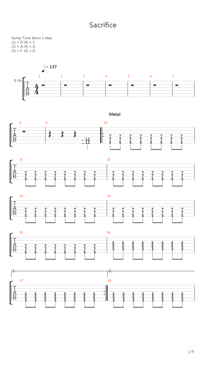 Sacrifice吉他谱
