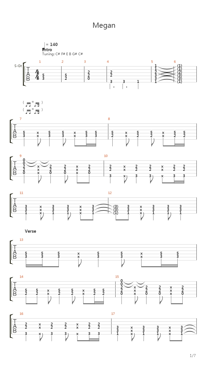 Megan吉他谱