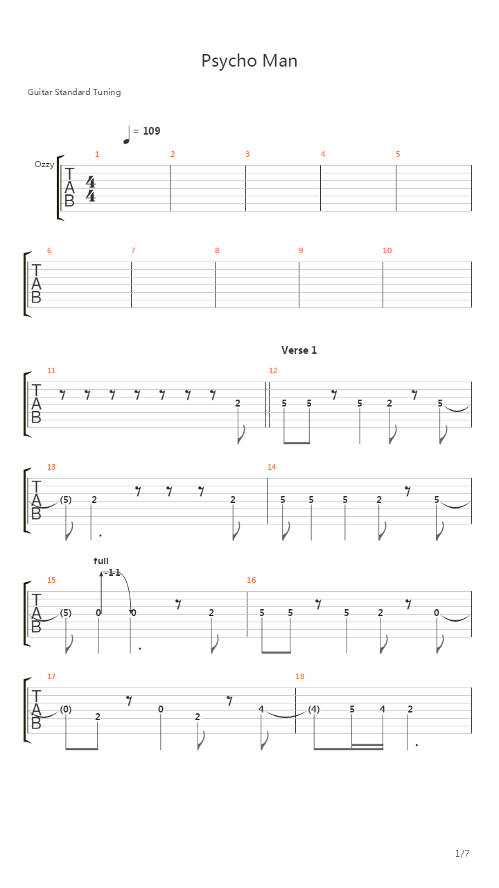 Psycho Man吉他谱