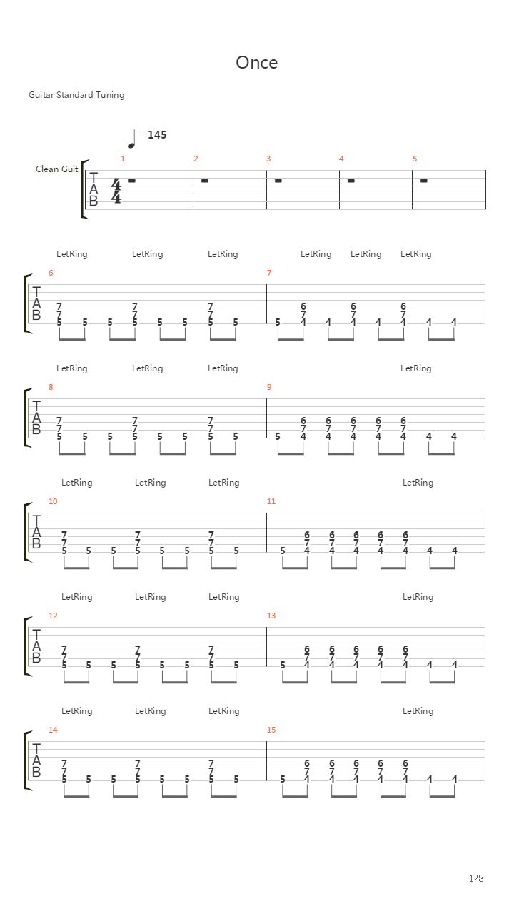Once吉他谱
