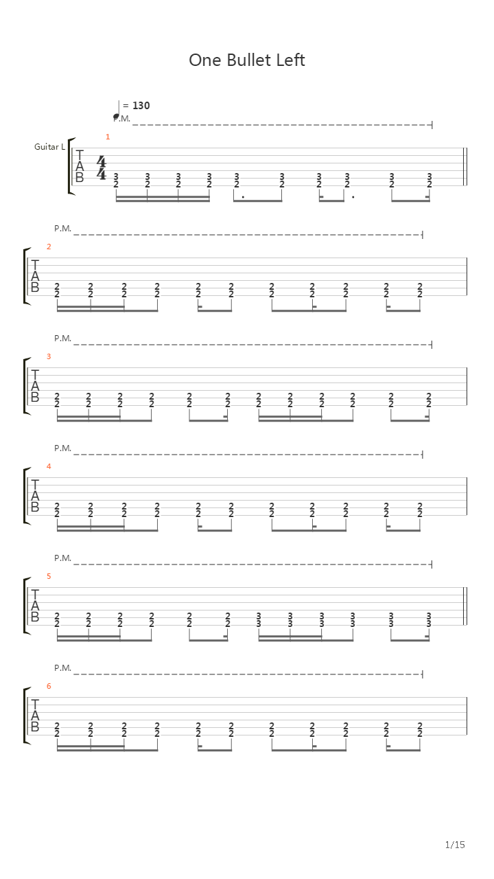 One Bullet Left吉他谱