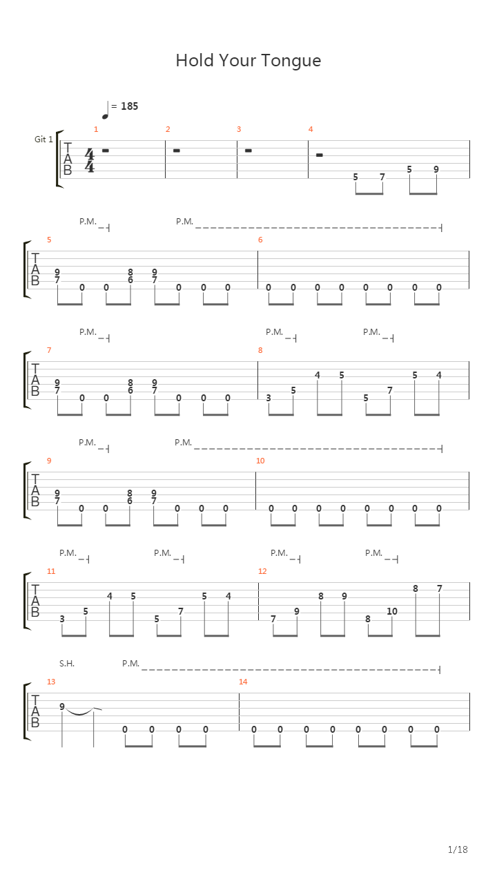 Hold Your Tongue吉他谱