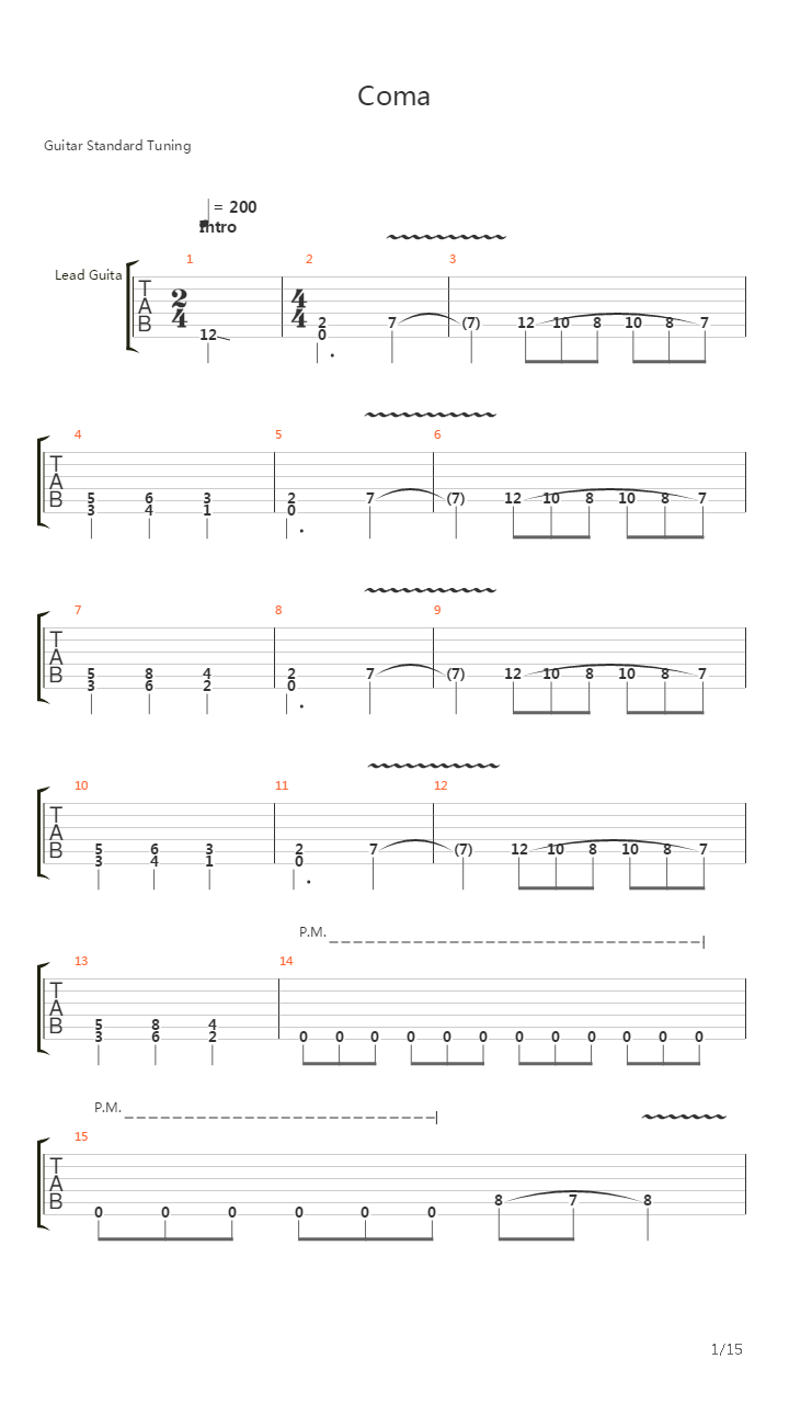 Coma吉他谱