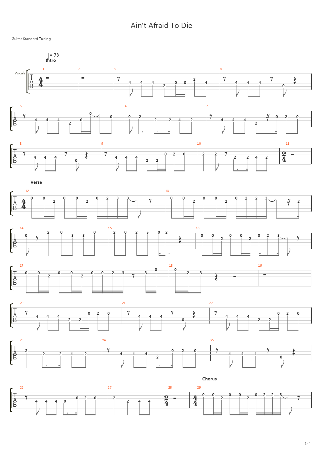 Aint Afraid To Die吉他谱