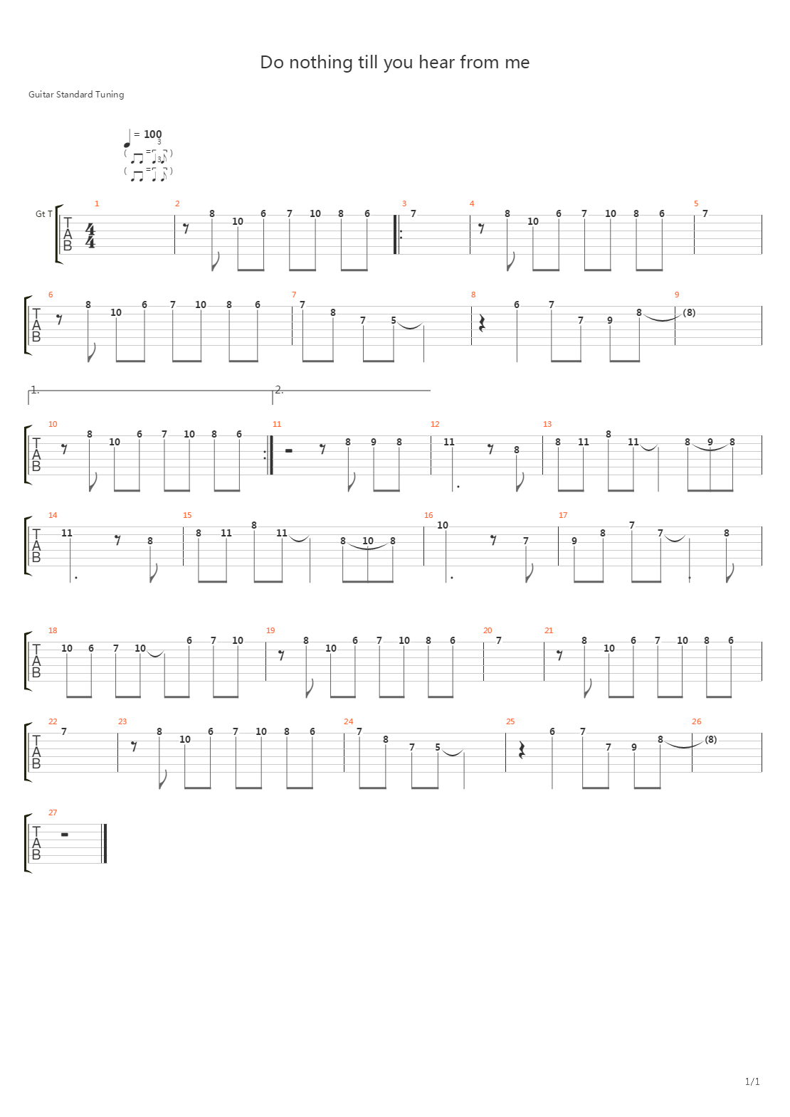 Do Nothing Till You Hear From Me吉他谱
