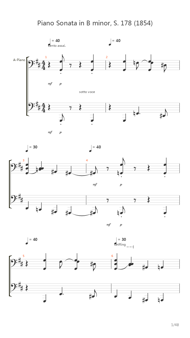 Piano-Sonata-In-B-Minor-S-178-1854吉他谱