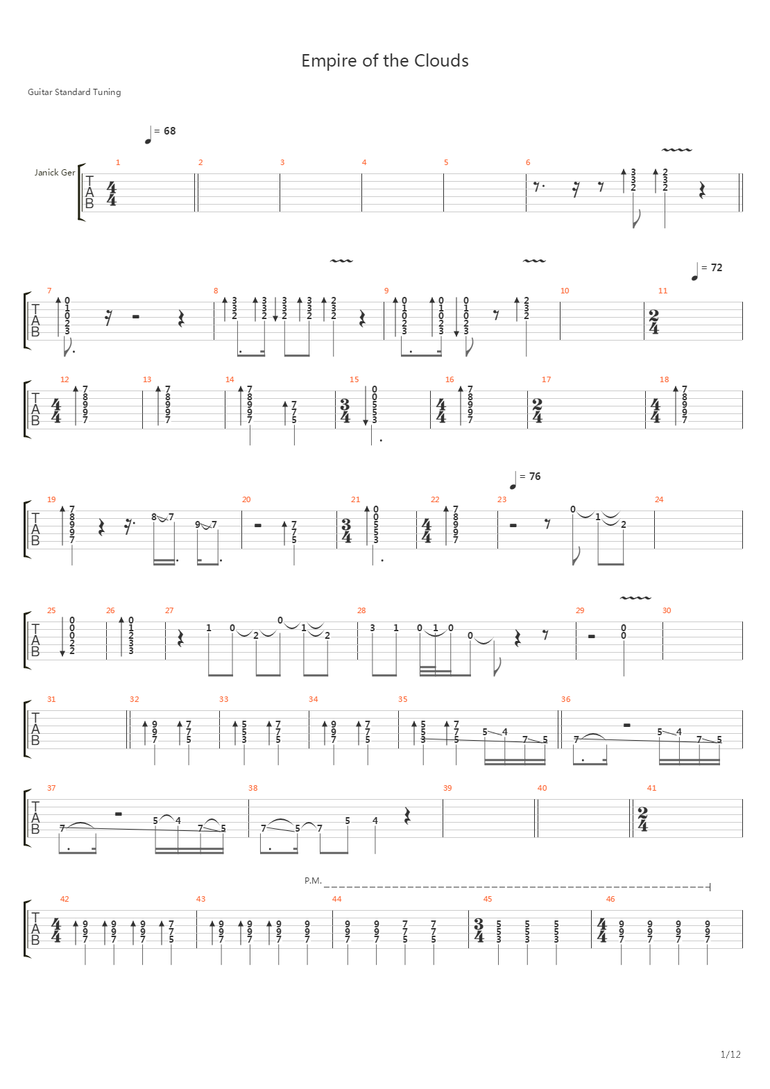 Empire Of The Clouds吉他谱