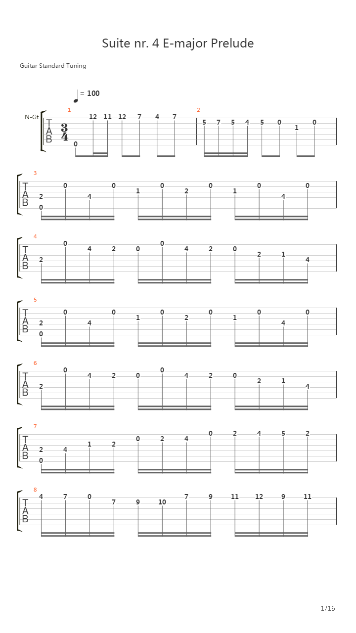 Prelude Suite 4吉他谱