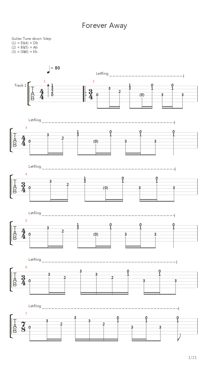 Forever Away吉他谱