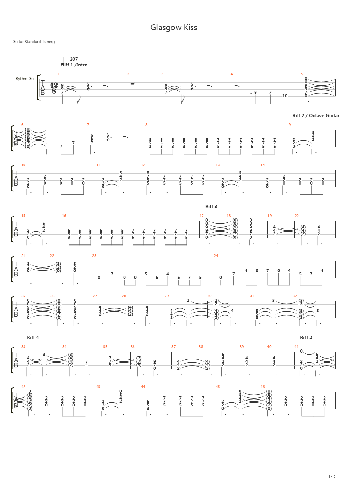 Glasgow Kiss吉他谱