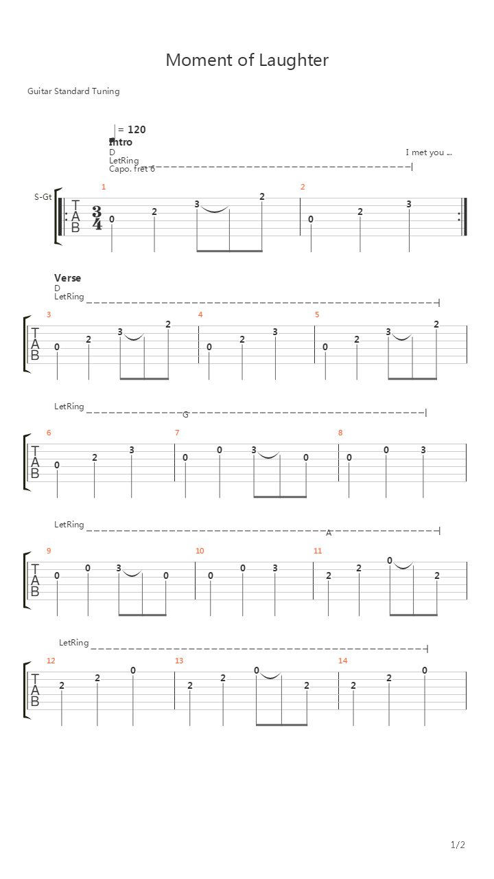 Moment Of Laughter吉他谱