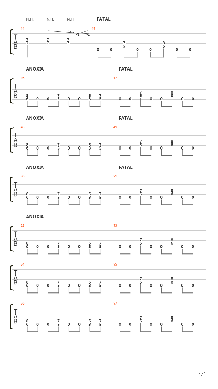 Fatal Anoxia吉他谱