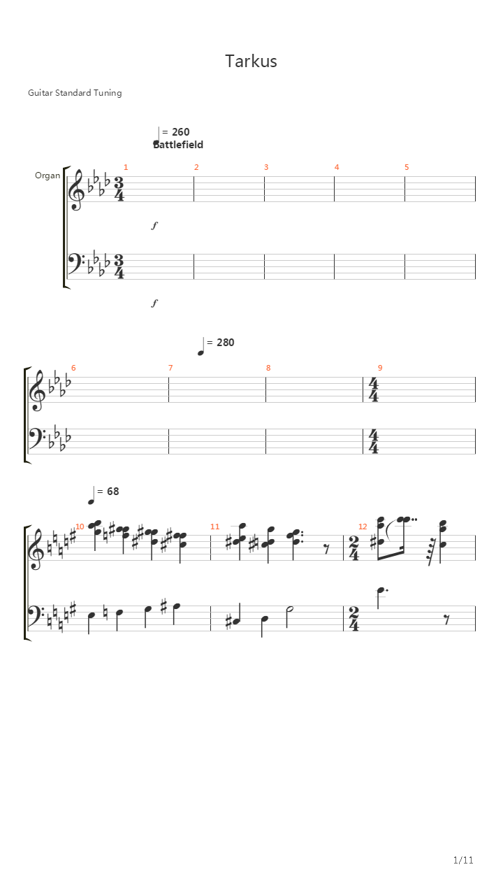 Tarkus Part Vi - Battlefield吉他谱