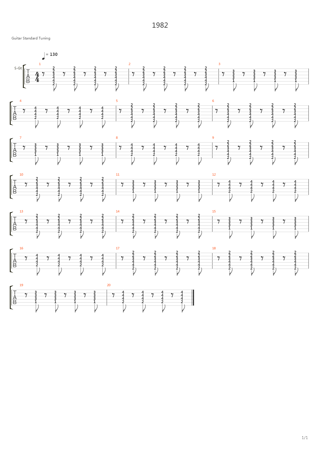 1982吉他谱