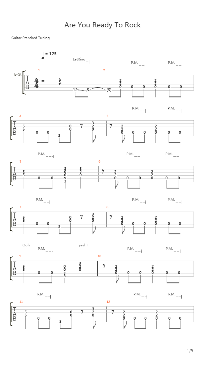 Are You Ready To Rock吉他谱