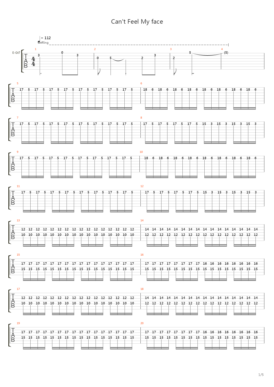Cant Feel My Face吉他谱